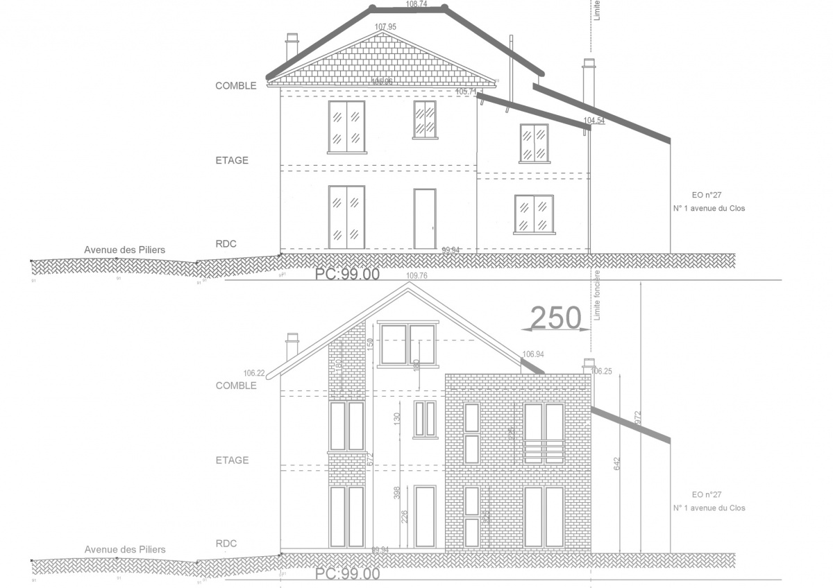 L'extension et la surlvation d'une maison individuelle  Saint Maur des Fosss : 003