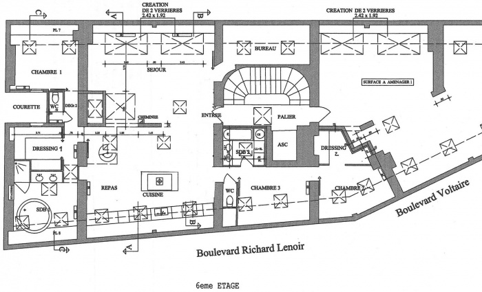 Loft bd Voltaire 75011 : plan projet