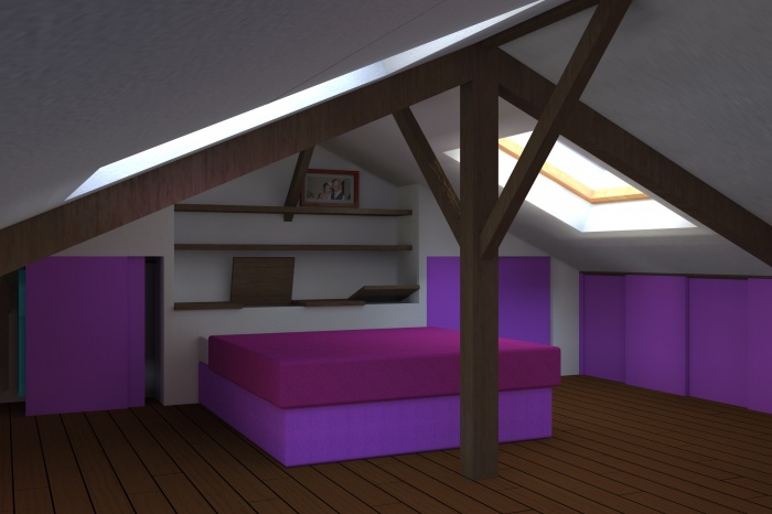 Amnagement de combles dans un immeuble d'habitation : Simulation 3D