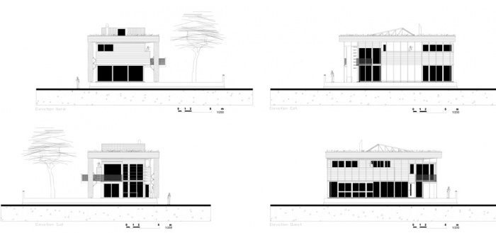 Villa B2 : Elevations et Plan masse