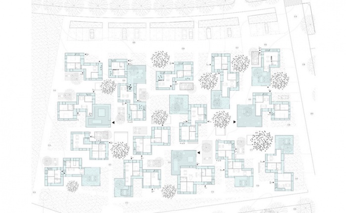 32 logements individuels exprimentaux passifs & quipements : Plan masse