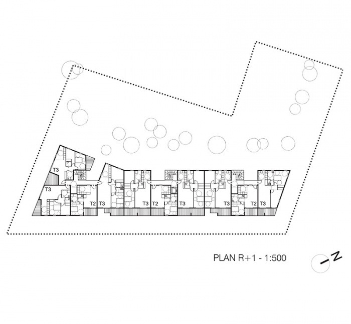 Residence intrgnrationnelle  (28 logements BBC pour seniors & jeunes couples) : Plan tage 2/3