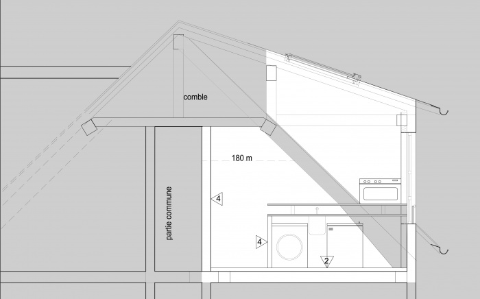 Amnagement de comble : DCE- ZERMIZOGLOU LOTS-amenagement cuisine fenetrelibre acces2