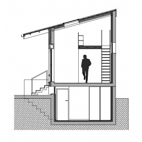 Rhabilitation lourde d'une maison individuelle : coupe transversale